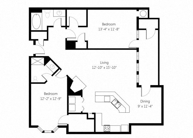 Lincoln B3 2bed 2bath floor plan