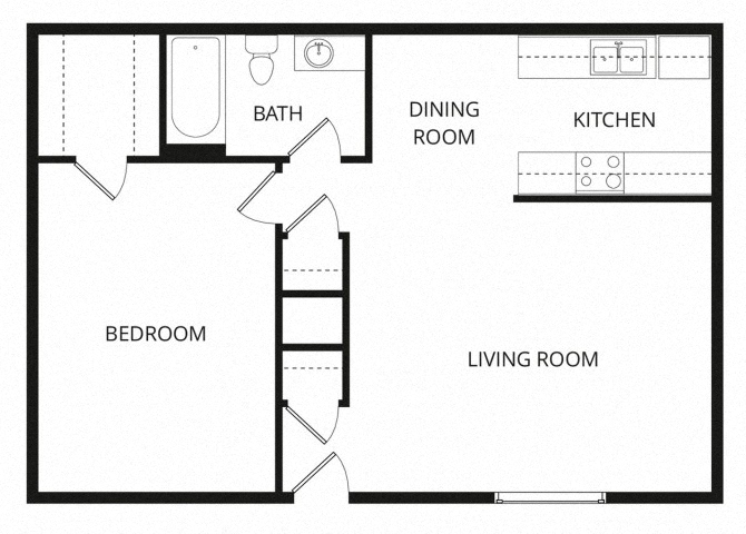 1 Bed 1 Bath floor plan