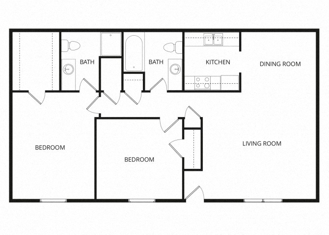 2 Bed 2 Bath floor plan