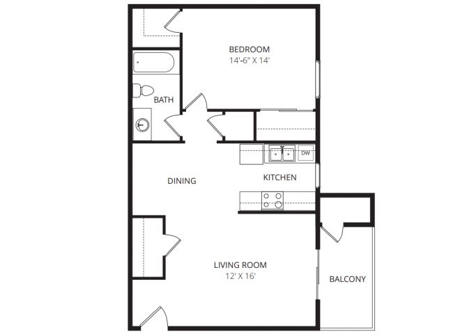 1x1 Paseo floor plan