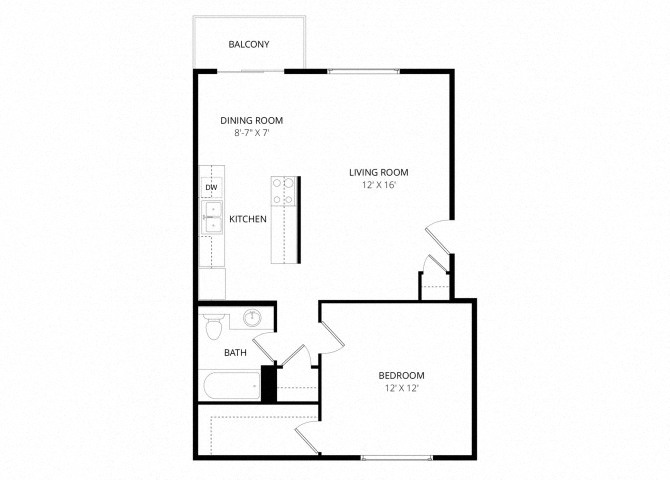 One Bedroom (Shared Laundry) floor plan