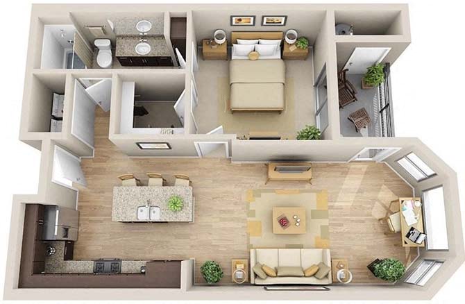 A2_OneBedroom floor plan