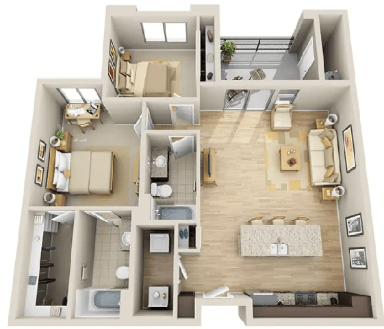 B1_TwoBedroom floor plan