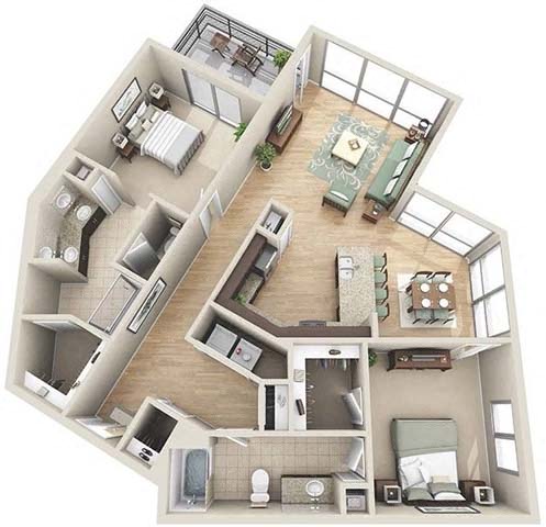 B3_TwoBedroom floor plan