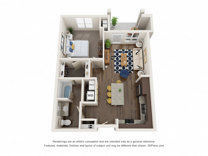 1x1 B floor plan
