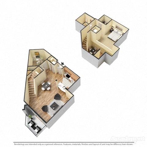 Studio with Loft and Den floor plan