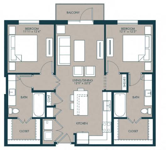 TheJoplin_TwoBedroom floor plan