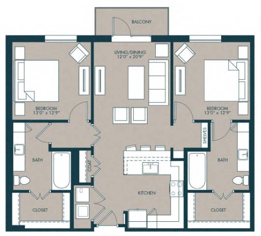 TheMartin_TwoBedroom floor plan