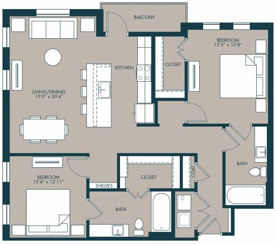 TheNelson_TwoBedroom floor plan