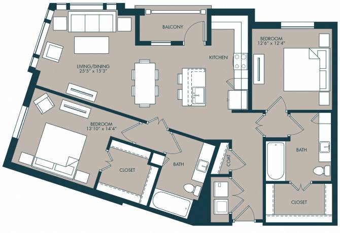 TheSwayze_TwoBedroom floor plan