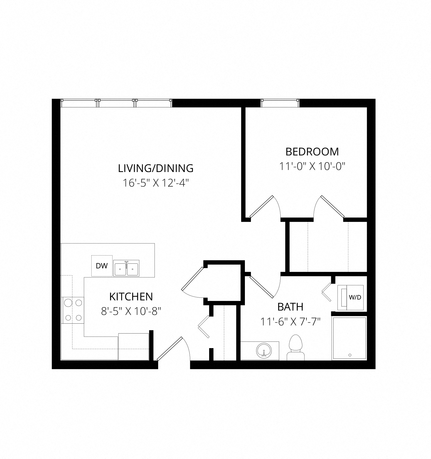 Plan 2 1x1 floor plan