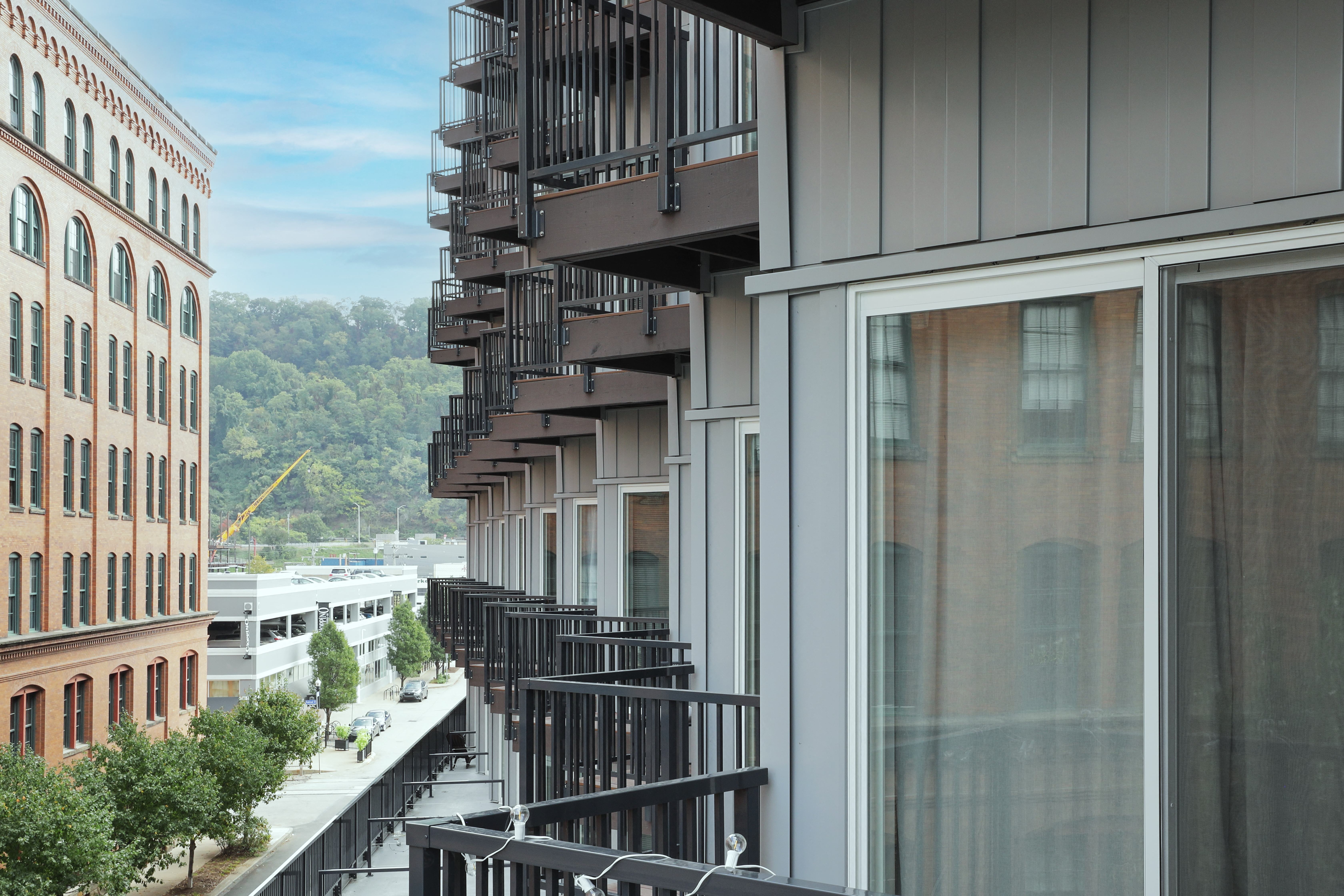 View of traditional unit balconies