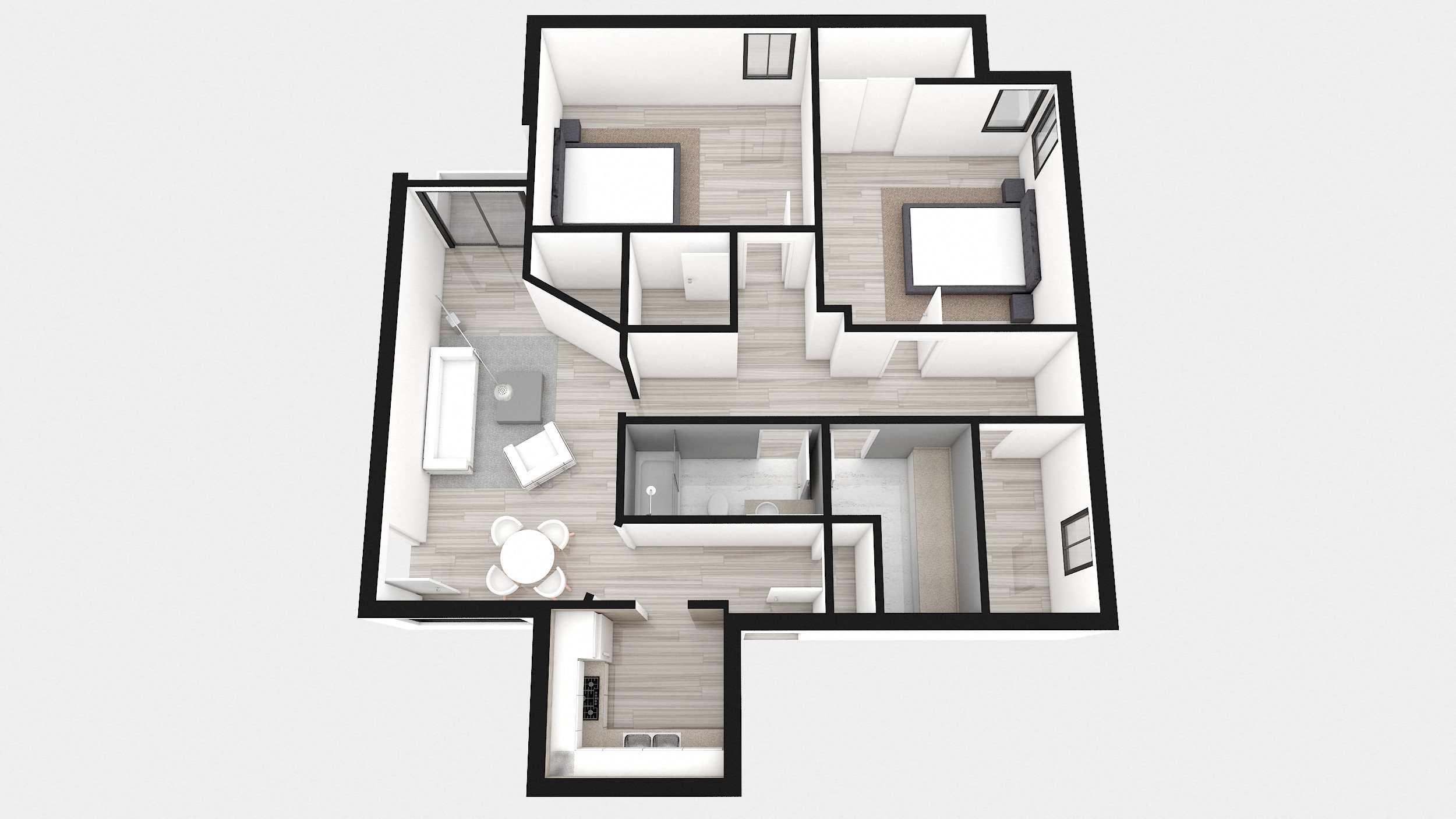 Two Bed + Two Bath