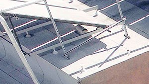 Overhead view of the pool in the courtyard.