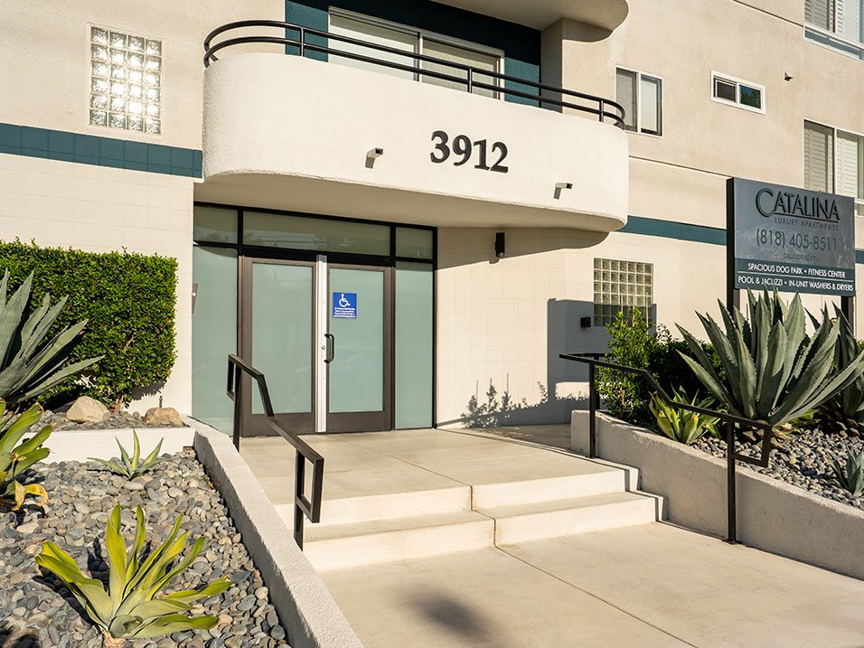 Entrance to Catalina Apartments at 3930 Laurel Canyon Blvd.