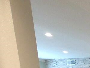 View from kitchen to dining room and living room.
