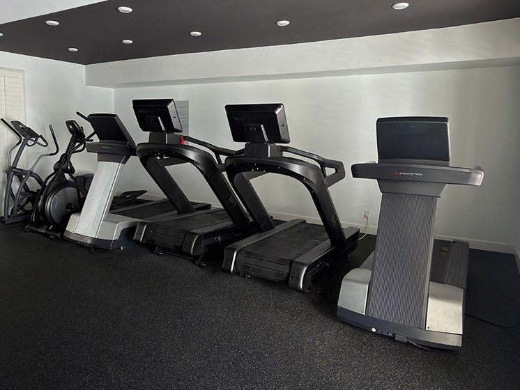 Fitness Center with Treadmills and Free Weights.