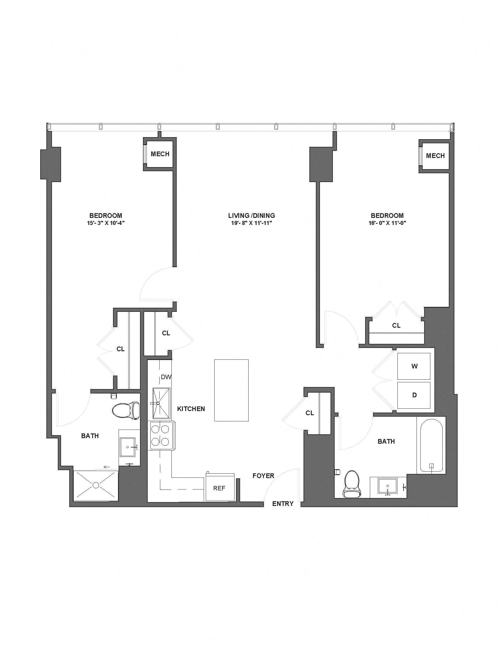 Floorplan image of apartment 22B