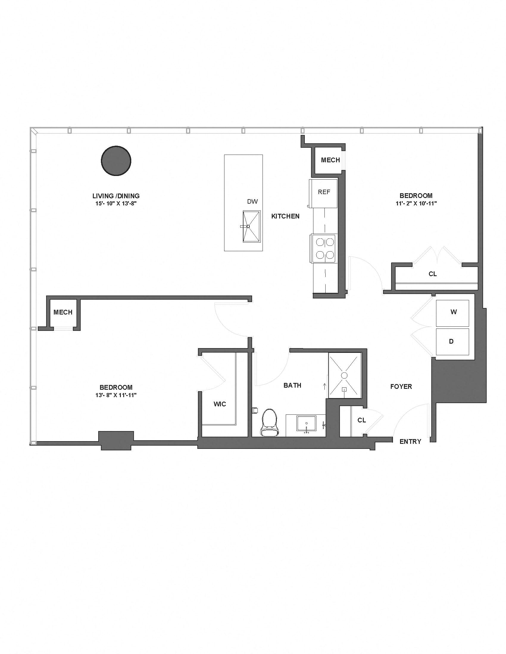 Floorplan image of apartment 14E