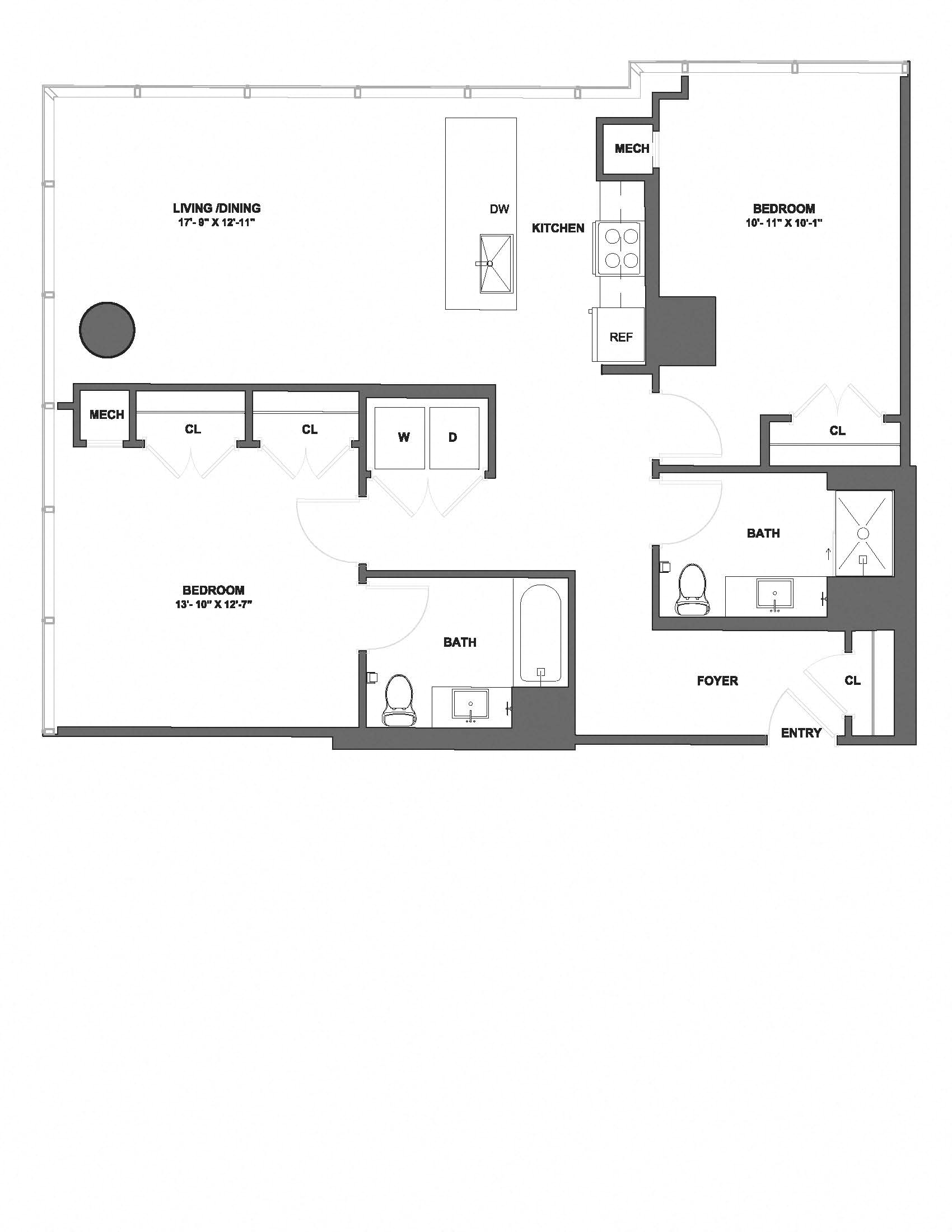 Floorplan image of apartment 15R