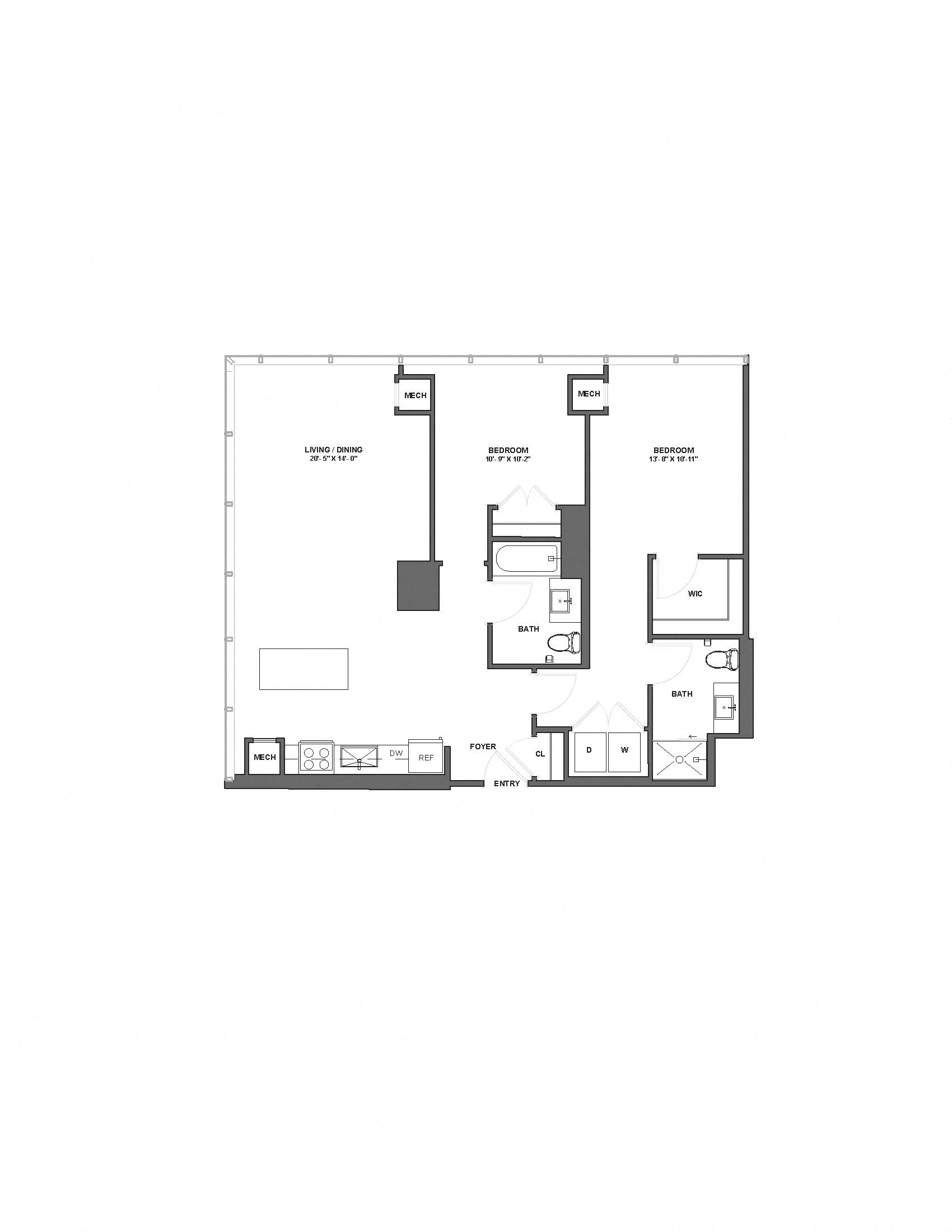Floorplan image of apartment 25P