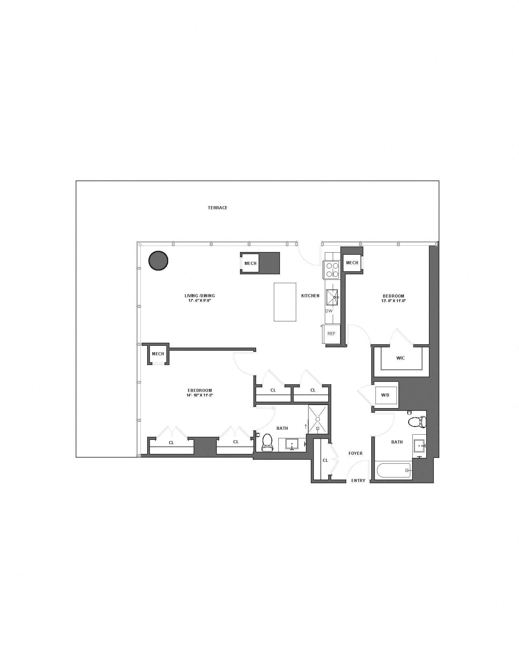 Floorplan image of apartment 21D