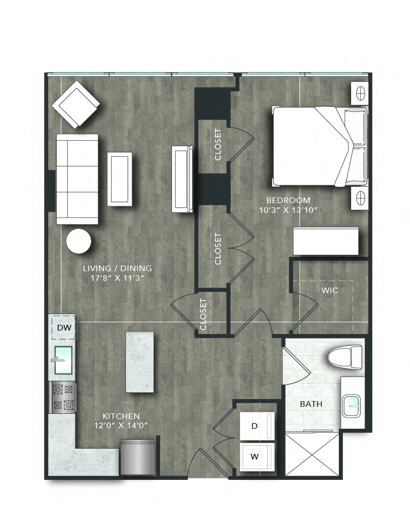 Floorplan image of apartment 19K