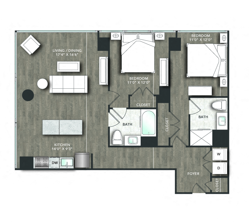 Floorplan image of apartment 14M