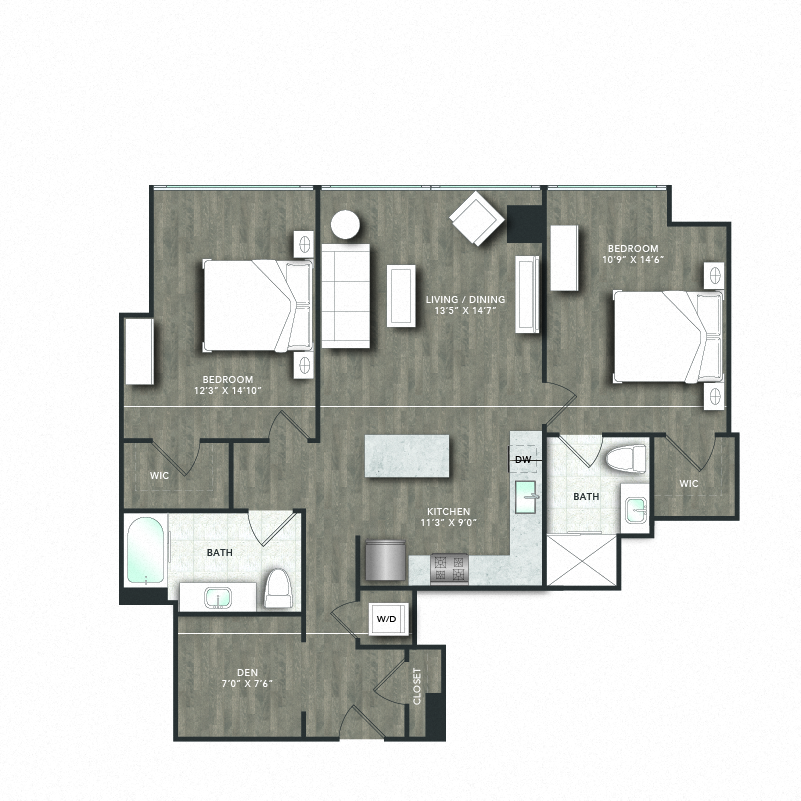 Floorplan image of apartment 17T