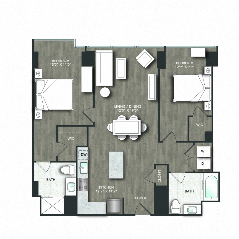 Floorplan image of apartment 24C