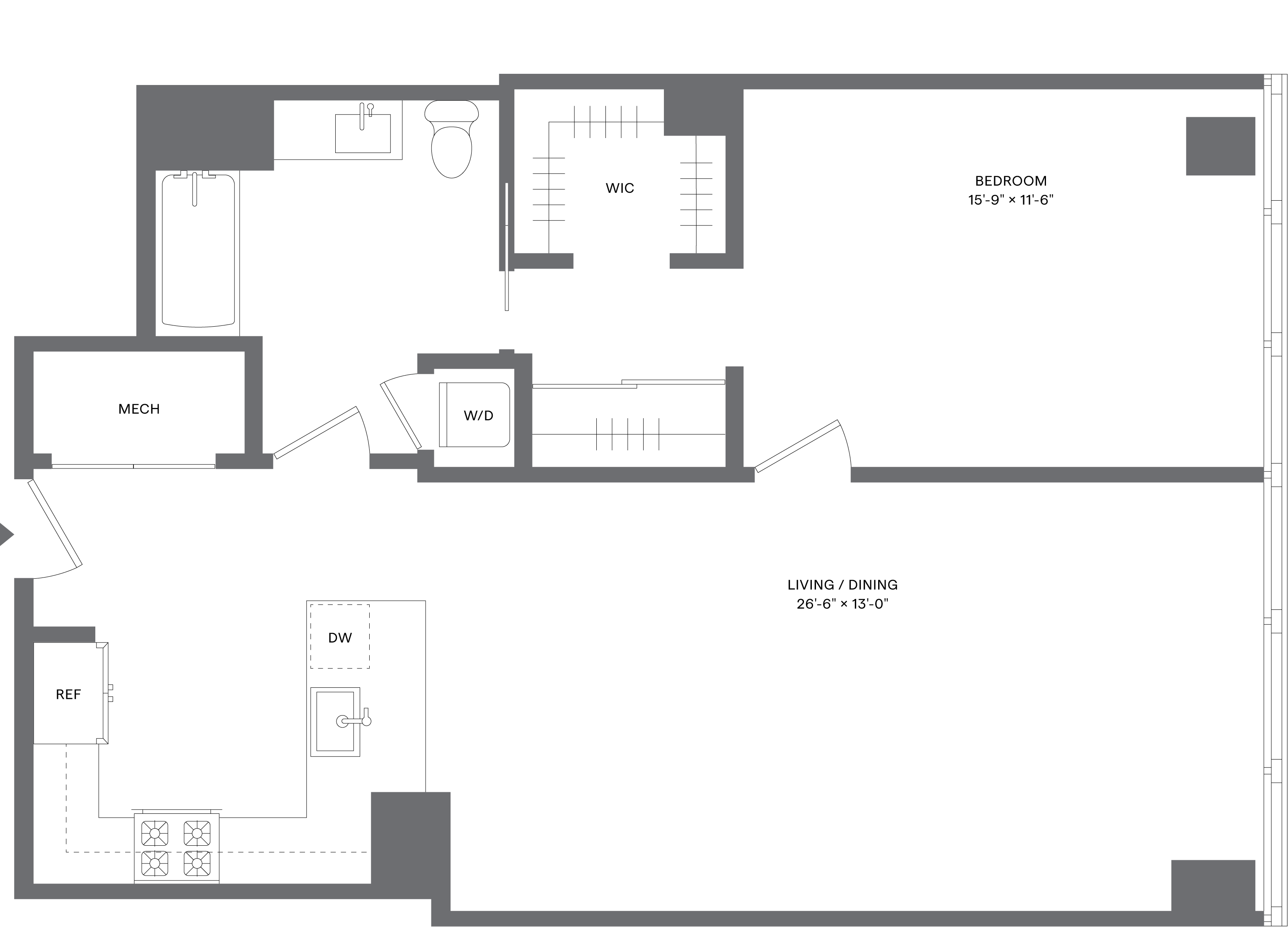 1 Bed/1 Bath-A1D