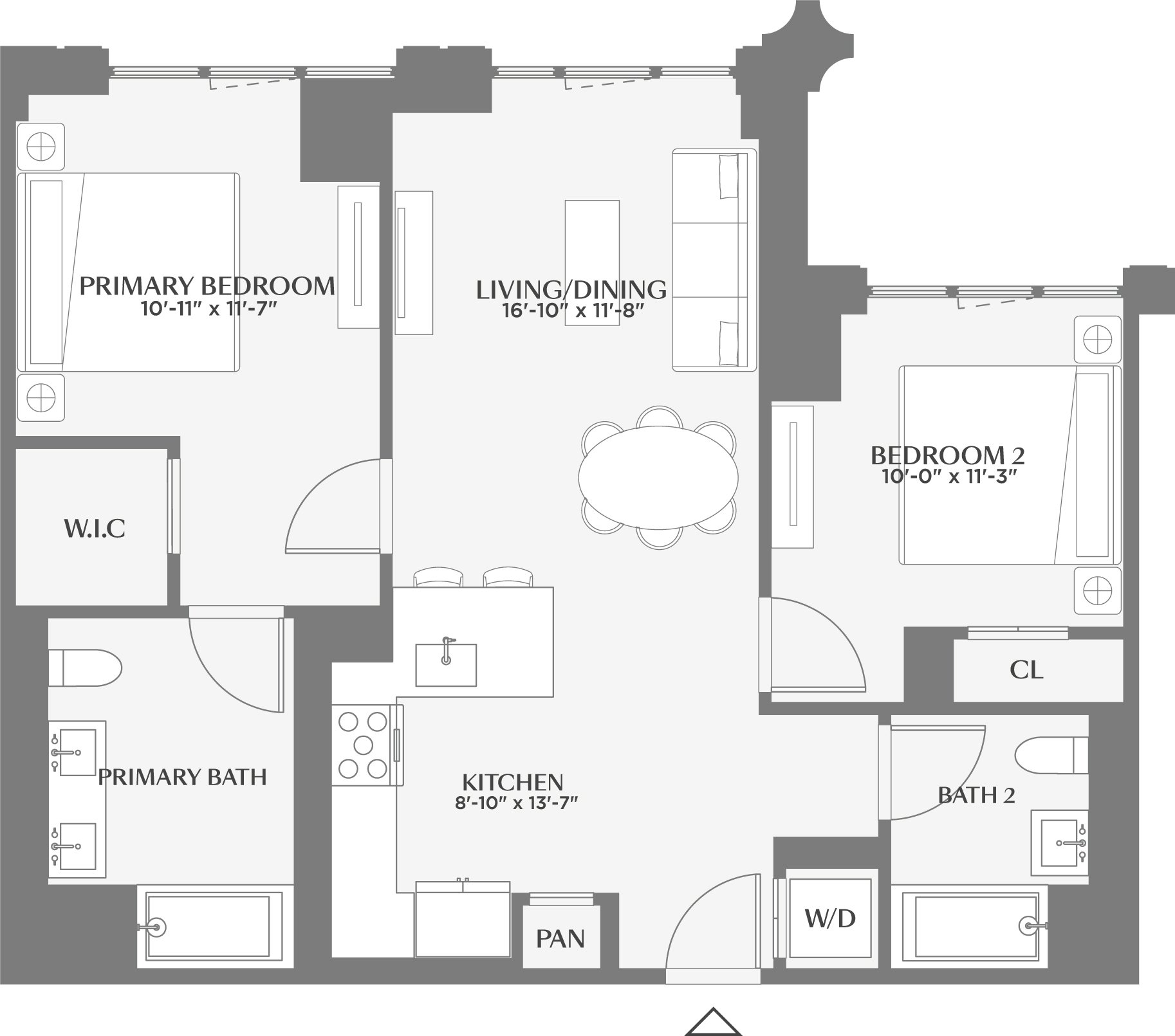 Floorplan image of apartment 406