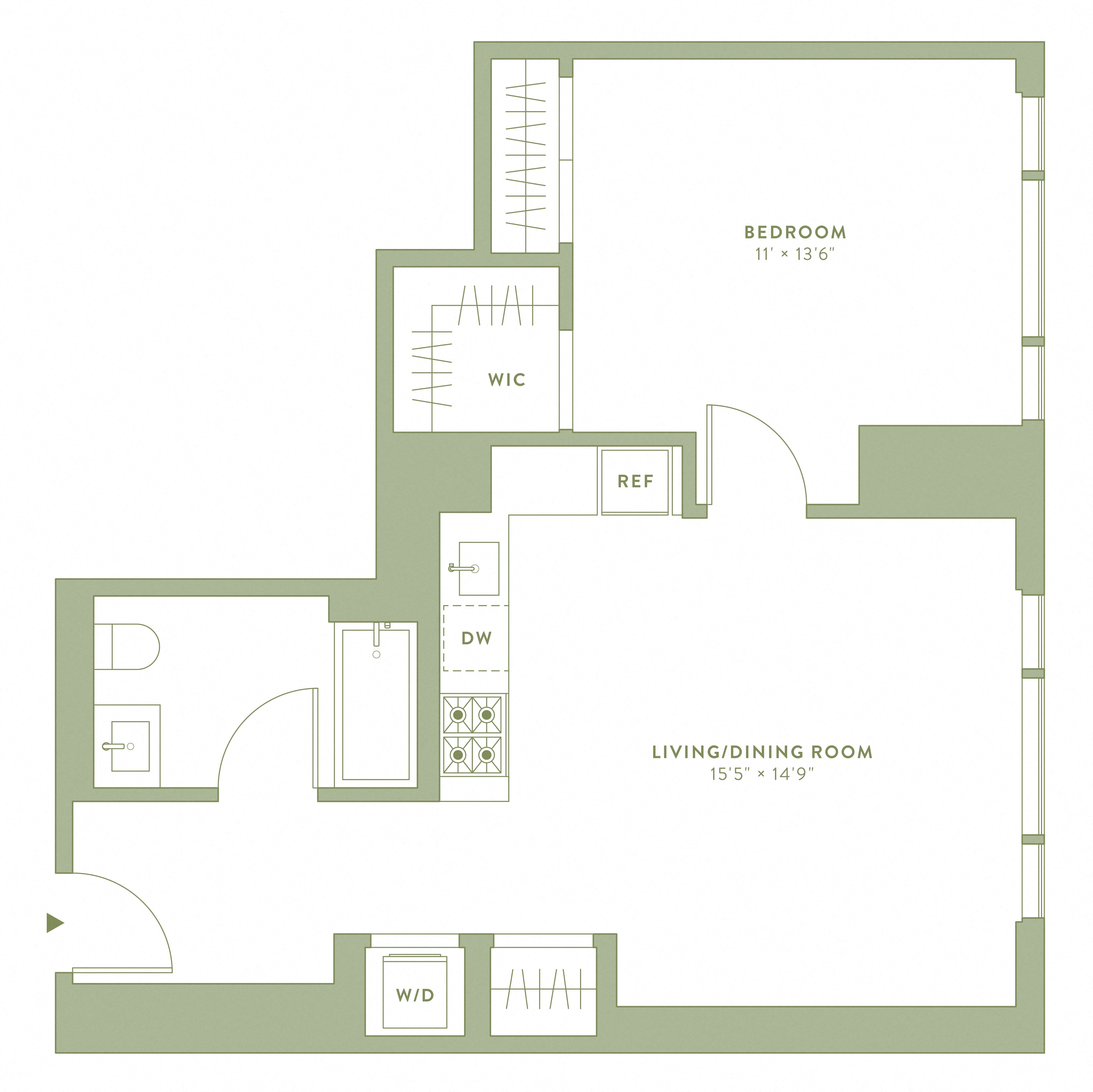 Floorplan image of apartment 33J