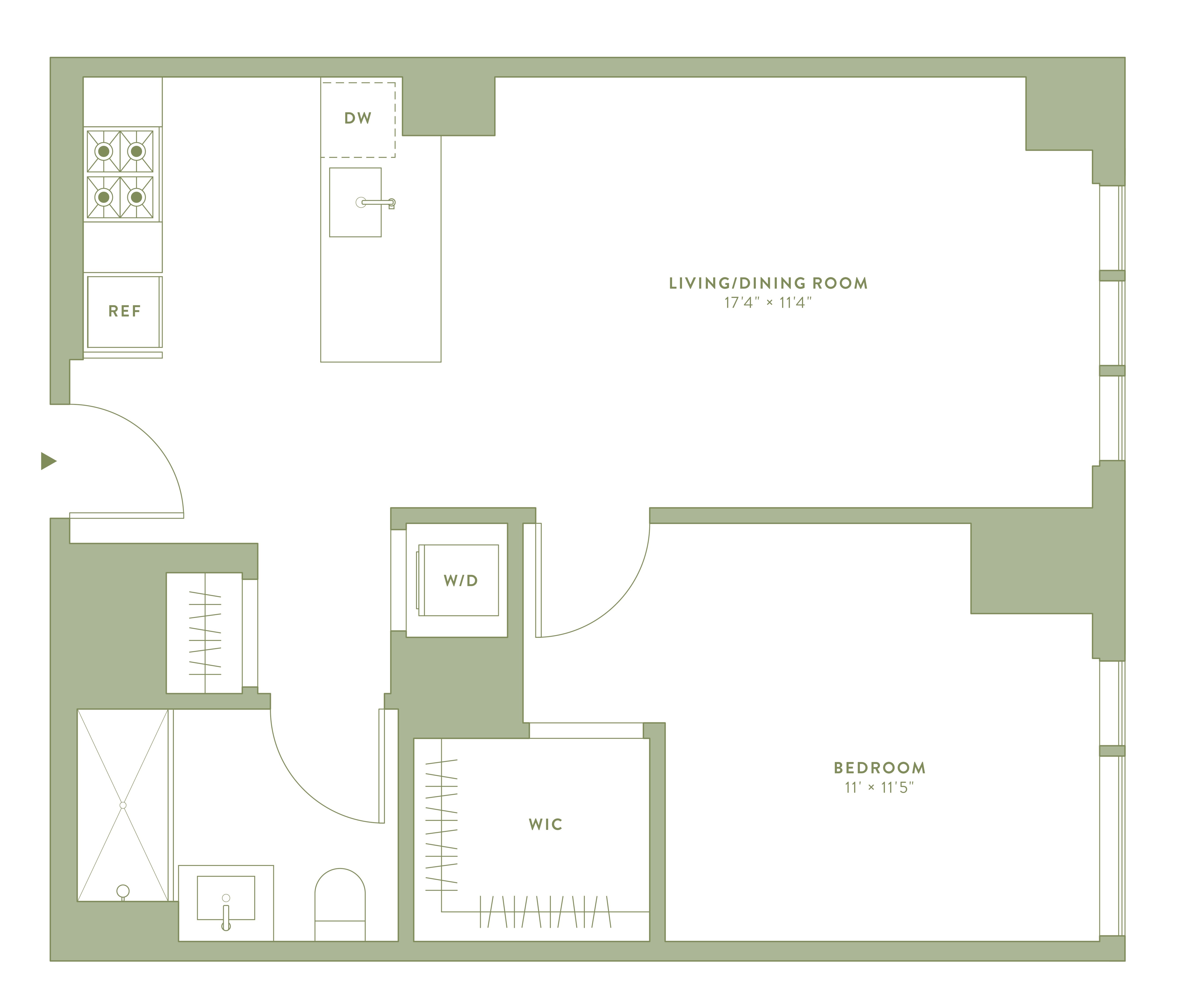 Floorplan image of apartment 16N