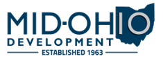 The image is a logo for Mid-Ohio Development, established in 1961.