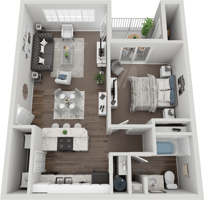 1 Bed 1 Bath Floor Plan at Peaks at Falls Park Apartments