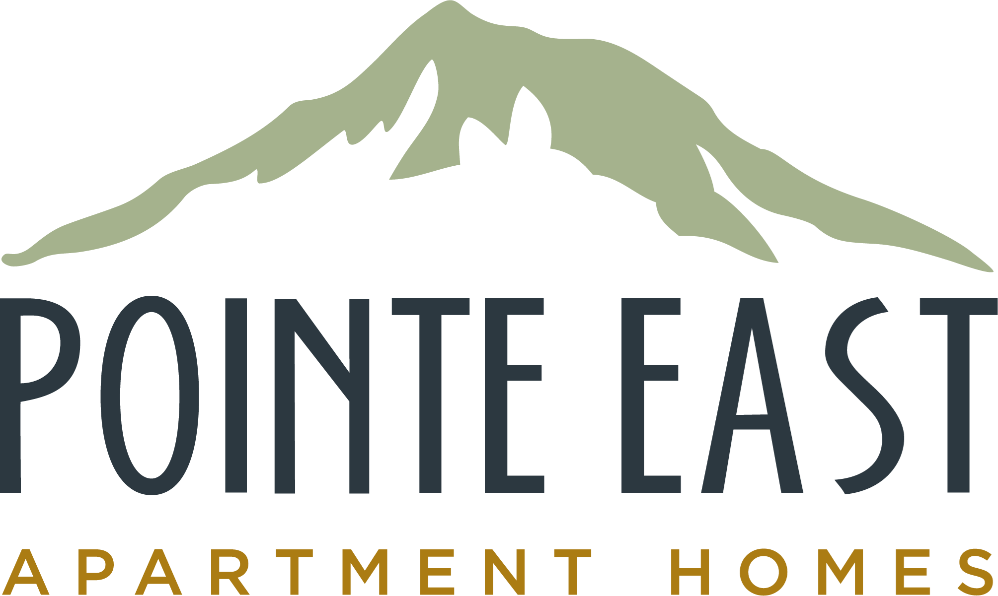 the logo for point east apartments