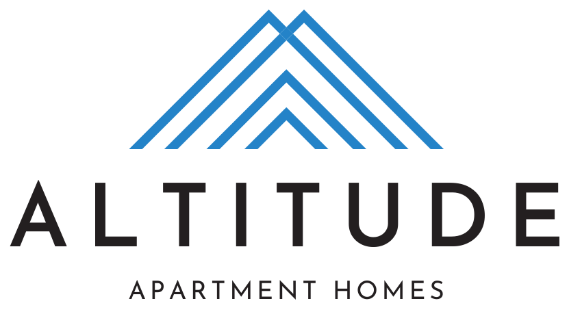 A logo for Altitude Apartment Homes with a mountain peak design.