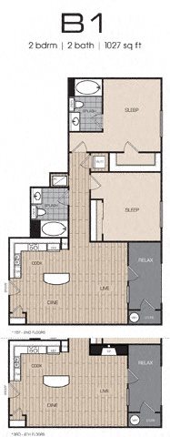 2 Bedrm 2 Bath 1027 2 Bedroom 2 Bath Floor Plan 2 Bedrm 2 Bath 1027 2 Bed 2 Bath