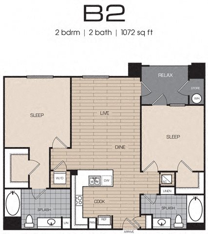 2 Bedrm 2 Bath 1072 2 Bedroom 2 Bath Floor Plan 2 Bedrm 2 Bath 1072 2 Bed 2 Bath