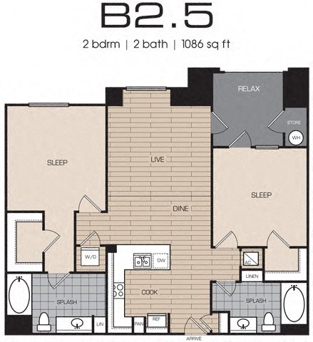 2 Bedrm 2 Bath 1086 2 Bedroom 2 Bath Floor Plan 2 Bedrm 2 Bath 1086 2 Bed 2 Bath
