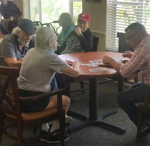 Seniors Playing Cards at Savannah Court of Brandon, Brandon, Florida