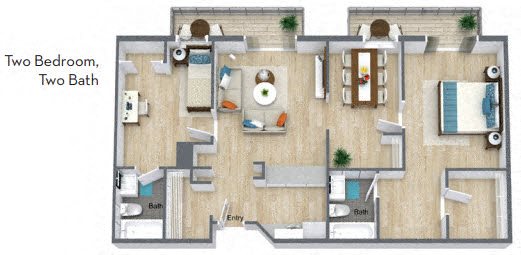 Two Bedroom Deluxe FloorPlan Two Bedroom Deluxe FloorPlan at Meridian at Lantana, Lantana, Florida