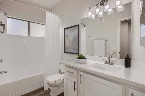 a white bathroom with a sink and a toilet