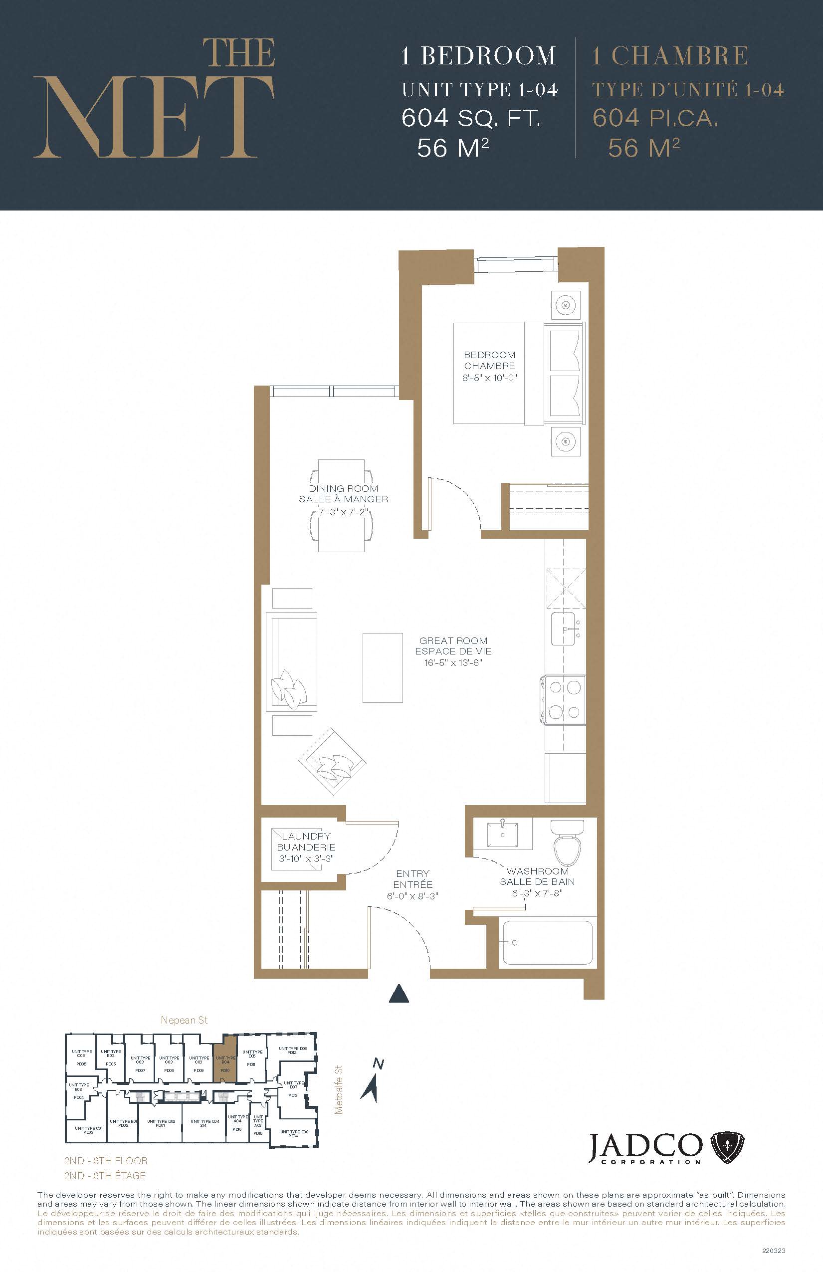 The Met Luxury Rentals Floorplan - Ottawa rental