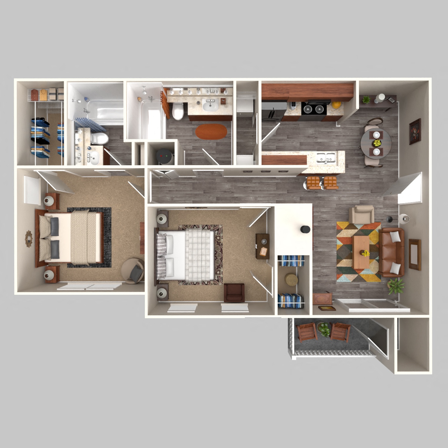 Two Bed, Two Bath floorplan