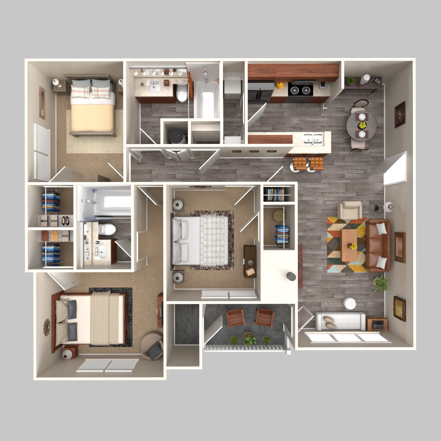 Three Bed, Two Bath floorplan