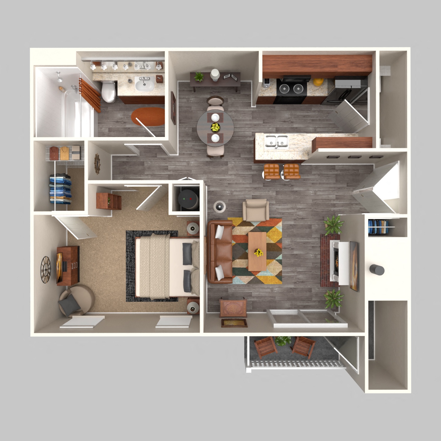 One Bed, One Bath floorplan