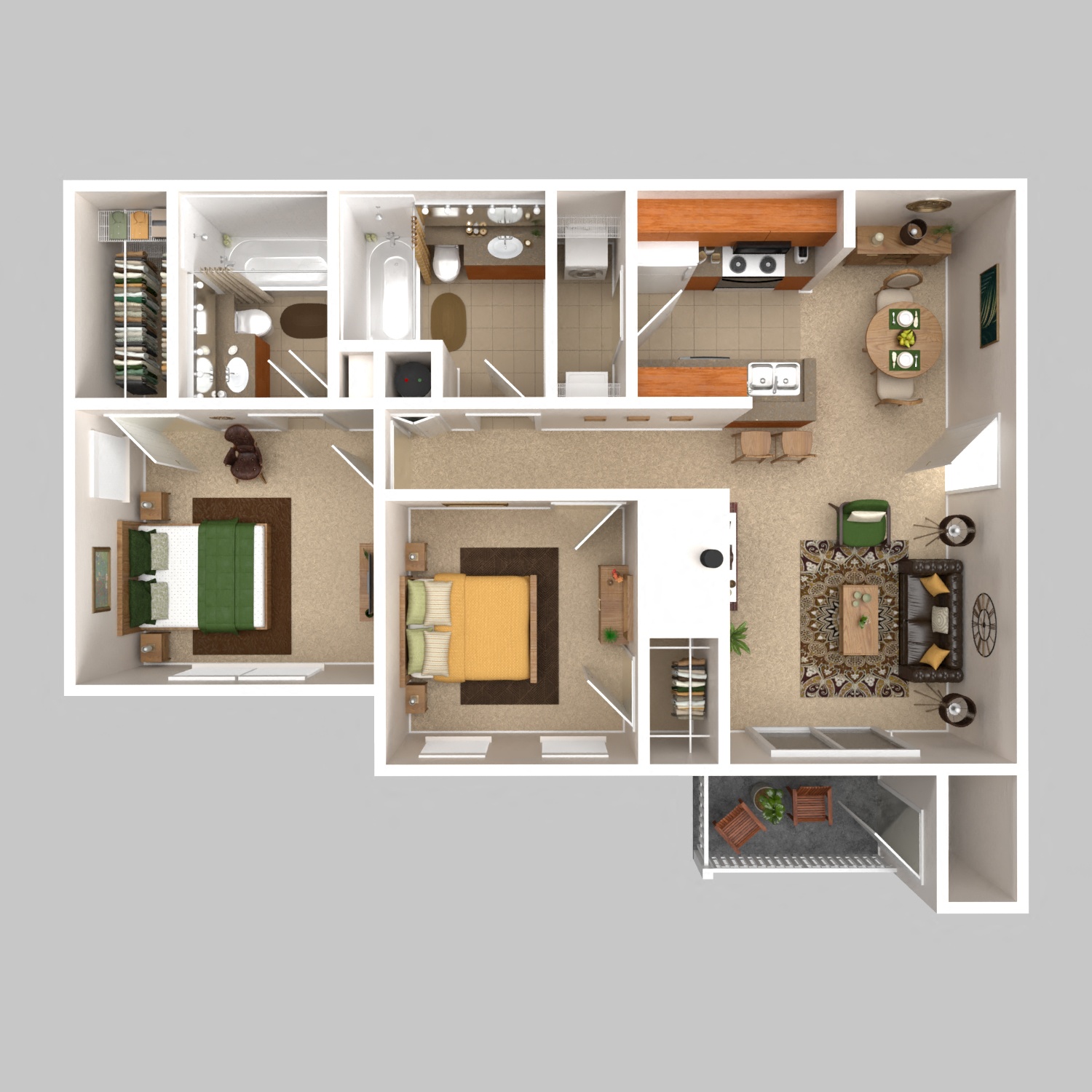 Two Bed, Two Bath floorplan