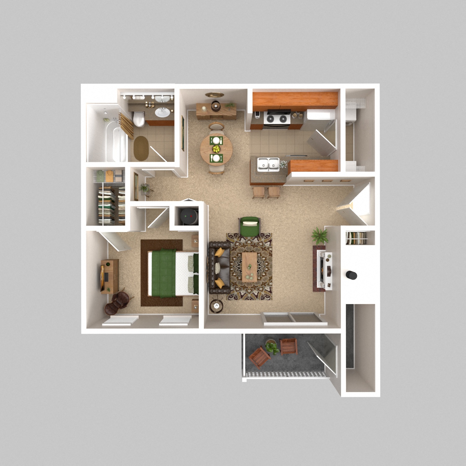 One Bed, One Bath floorplan